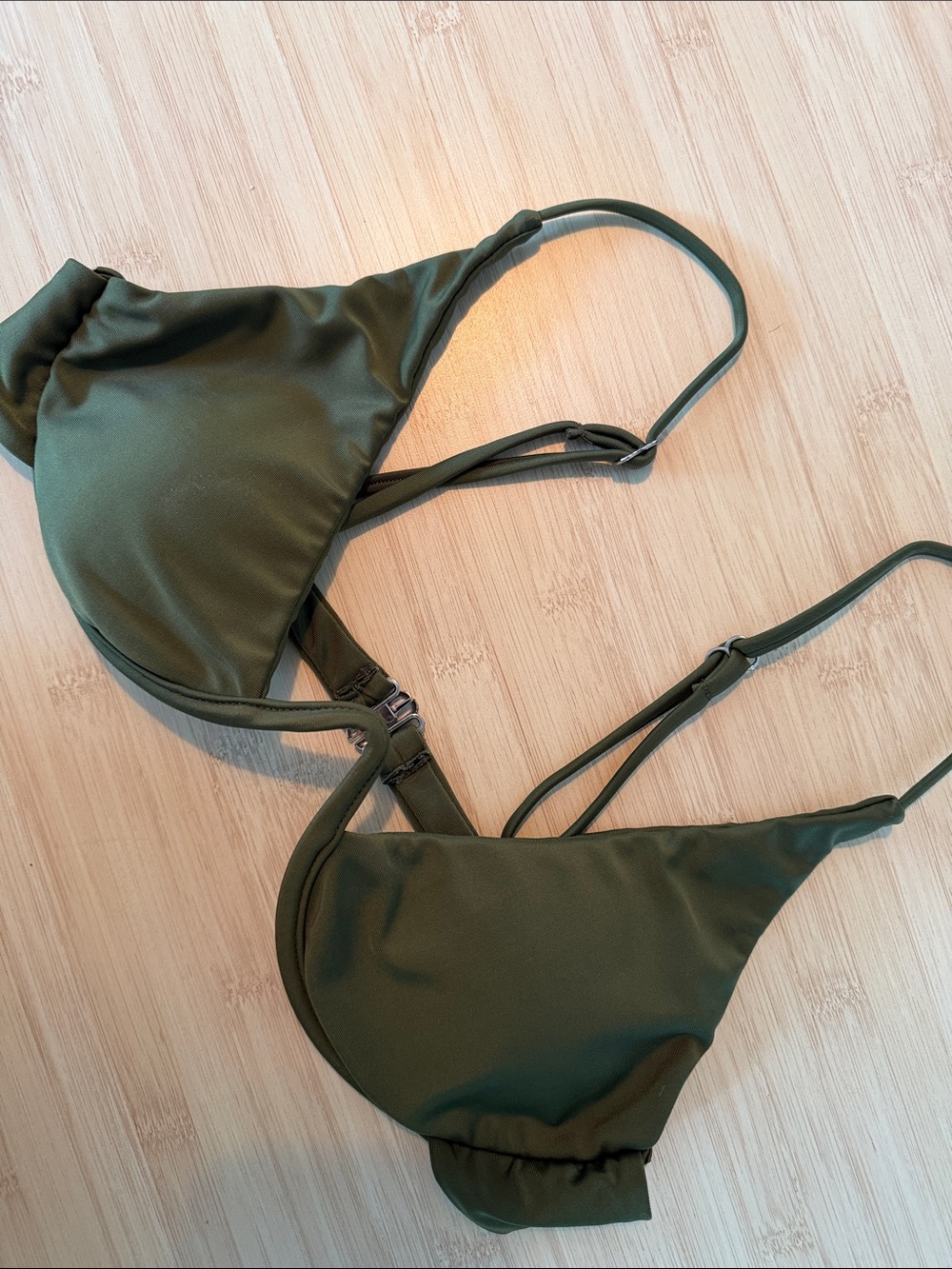 Olive Green Triangle Bikini Set - Women Swim